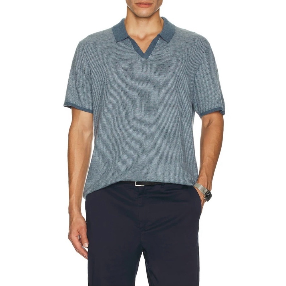 Marine Layer Liam Sweater Polo in Topaz & Misty Heather Size XL